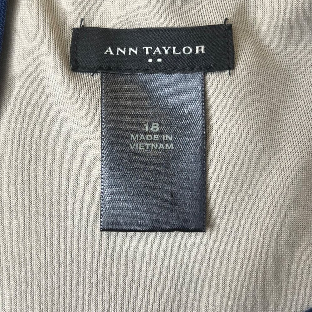 Ann Taylor Sleeveless Color block Sheath Dress Size 18 Blue Yellow White Career - Picture 10 of 14